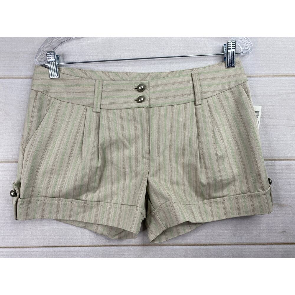 VTG Y2K Wet Seal Mini Shorts Sz L Cuffed Striped Pleated Preppy Made in USA NWT